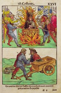 Jan Hus vagy egyik papjának kivégzése a konstanzi zsinatban, a „Chronik des Konzils von Konstanz” c.