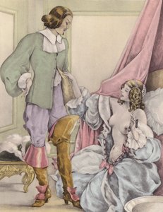 Brunelleschi-illusztráció a Contes et Nouvelles de La Fontaine számára (színes litográfia) alkotó: Umberto (after) Brunelleschi