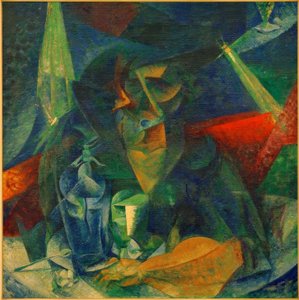 Nő a kávézóban (Egy nő alakjának bomlása az asztalnál) alkotó: Umberto Boccioni