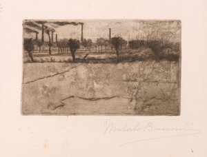 Táj ipari üzemekkel alkotó: Umberto Boccioni