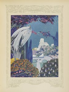A gyönyörű Bluebird azonban soha nem szűnt lebegni a palota körül, illusztráció a „Contes du Temps Jadis” vagy a „Tales from Times Past”, 32. oldal alkotó: Umberto Brunelleschi