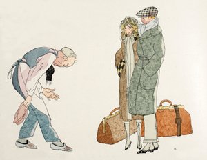 Hazatérés a nászútról (pochoir print) alkotó: Umberto Brunelleschi