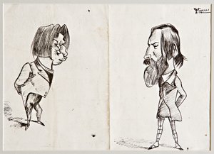 Karikatúrák (tus, papír) alkotó: Umberto Tirelli