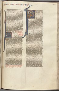 74. Fol. 463r, ApCsel, történeti kezdetű P, a mennybemenetel, c. 1275-1300. alkotó: Unbekannt