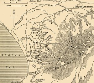 ANZAC előrenyomulása, Gallipoli-félsziget, első világháború, 1915, c1920. alkotó: Unbekannt