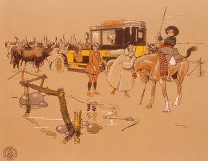 Egy Berliet-autó marhák közepébe ragadt, 1906 alkotó: Unbekannt