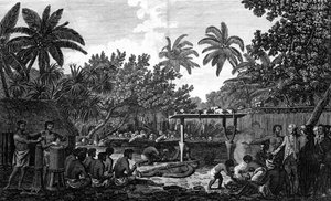 Emberáldozat egy moraiban, Otaheitében, Cook kapitány jelenlétében, 1773 alkotó: Unbekannt