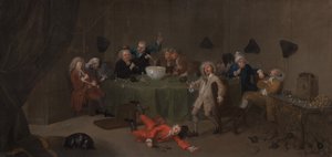 A Midnight Modern Conversation, kb. 1732. alkotó: Unbekannt