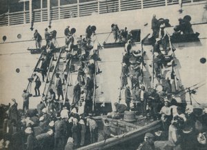 Egy új szénezési módszer Yokohama kikötőjében, 1936 alkotó: Unbekannt