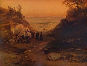 Sziklás szurdok, figurákkal és lovakkal, 1848, 1938 alkotó: Unbekannt