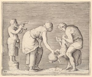 Egy bárány vért gyűjtő nő, kb. 1599-1622. alkotó: Unbekannt