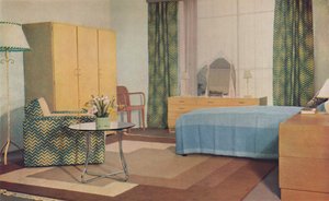 Egy hálószoba, amelyet Miss P. E. Humphries tervezett, 1936 alkotó: Unbekannt