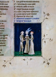 Egy lovag és egy hölgy gyűrűt cserél, c1350 alkotó: Unbekannt