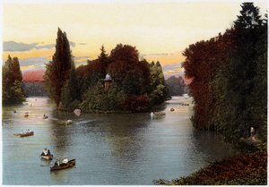 Egy tó a Bois de Boulogne-ban, Párizsban, 1900 körül alkotó: Unbekannt