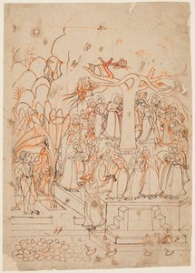 Egy levél egy Baramasa sorozatból: Jyestha május-június hónap, Krishna a Gopikat nézi..., c. 1760. alkotó: Unbekannt
