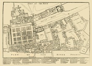 A Whitehall királyi palota Fishers alaprajzának kicsinyített másolata, 1680, 1881. alkotó: Unbekannt