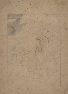 Abhisarika Nayika hősnő Braving the Night, K. 1800. alkotó: Unbekannt