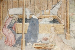 Abondance apátsági templom freskója: betlehem, Abondance, Franciaország alkotó: Unbekannt