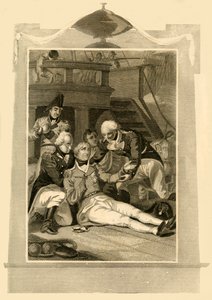 Lord Nelson admirális halálosan megsebesült az 1805-1816-os trafalgari csatában aratott győzelmen. alkotó: Unbekannt