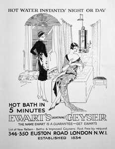 Reklám az Ewarts Gejzír melegvízhez, 1928 alkotó: Unbekannt