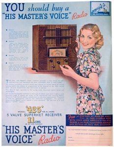 A His Masters Voice rádiók reklámja, 1936 alkotó: Unbekannt