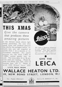 A Wallace Heaton Ltd. által értékesített Leica fényképezőgépek hirdetése, New Bond Street, London, 1933 alkotó: Unbekannt