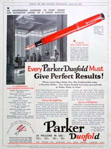 Parker tollak hirdetése, 1931 alkotó: Unbekannt