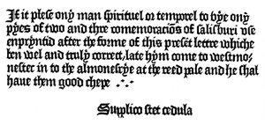 William Caxton által nyomtatott könyv reklámja, 1893. 15. század alkotó: Unbekannt