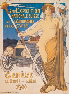 Reklám a második svájci nemzeti autó- és kerékpárkiállításhoz, Genf, 1906 alkotó: Unbekannt