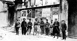 Afrikai üldöző, két turco és három brit katona, Soissons, Franciaország, Első világháború, 1914 alkotó: Unbekannt