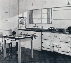 Aga Heat Kft. A Model F Aga Cooker nagy házhoz fekete és krémszínű üvegzománc bevonattal alkotó: Unbekannt