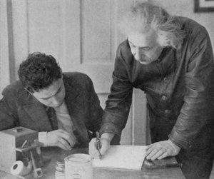 Albert Einstein német-svájci-amerikai matematikus és fizikus egy diákkal alkotó: Unbekannt