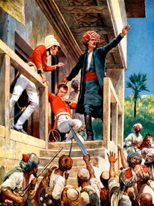 Alexander Burnes skót diplomatát, akit afgánok gyilkoltak meg az első angol-afgán háború során, 1841 alkotó: Unbekannt