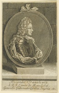 Alekszandr Danilovics Mensikov, Generalissimo, a Szent Római Birodalom hercege, 1705. alkotó: Unbekannt