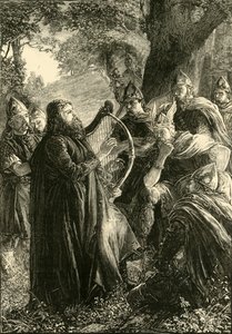 Nagy Alfréd, Harpernek álcázva, Guthrum előtt játszik, 878, 1890. alkotó: Unbekannt
