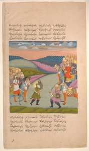 Ali és Omar a csatatéren, Folio egy Hamla-yi Haidariból, kb. 1820. alkotó: Unbekannt