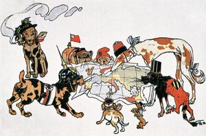Az első világháború allegorikus karikatúrája alkotó: Unbekannt