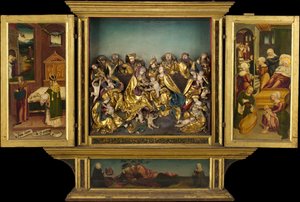 Oltárkép a Szűzanya életének jeleneteivel, német, 1548. alkotó: Unbekannt