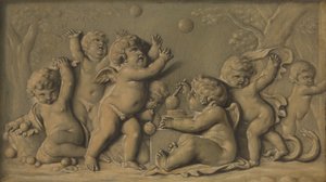 Amorini az egyik párban játszik, 1770-90. alkotó: Unbekannt