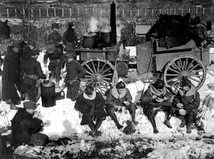 Amerikai gyalogsági tábor Szibériában, Oroszországban, 1918 decemberében. alkotó: Unbekannt