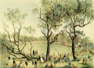 „An XI of England kontra Victoria XXII, Melbourne, 1864”, 1947. alkotó: Unbekannt