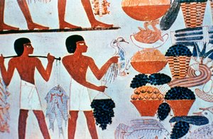 Ókori egyiptomi falfestmények egy sírban Thébában, Egyiptomban alkotó: Unbekannt