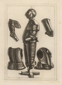 Ősi, fényes páncélruha John de Courcynak, Ulster grófjának 1 és pauldronnak, garde-réz, avant-réz vagy Monmouth hercegének vambrace 2. alkotó: Unbekannt