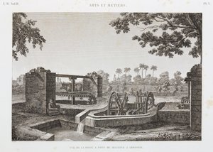 Animal Power Wheel és vödör öntözőrendszer, Egyiptom, 1798 alkotó: Unbekannt