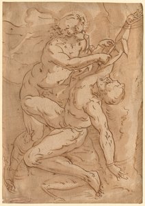 Apollo Flaying Marsyas recto Két vázlat egy anyáról és egy gyermekről verso, 16. század. alkotó: Unbekannt