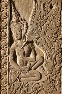 Apsara táncos faragás Angkor Watban, Siem Reapben, Kambodzsában alkotó: Unbekannt