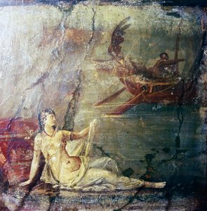Thészeusz által elhagyott Ariadne, római falfestmény Herculaneumból, I. század alkotó: Unbekannt