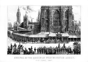 A királynő érkezése a londoni Westminster Abbey-be, 1887. június 21. alkotó: Unbekannt