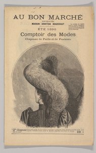 Au Bon Marché-Comptoir des Modes, Díszes szalmakalapok, 1890 nyara, 1890. alkotó: Unbekannt