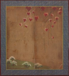 Őszi szőlő, távoli fák és hó, Edo-korszak, 1615-1868. alkotó: Unbekannt